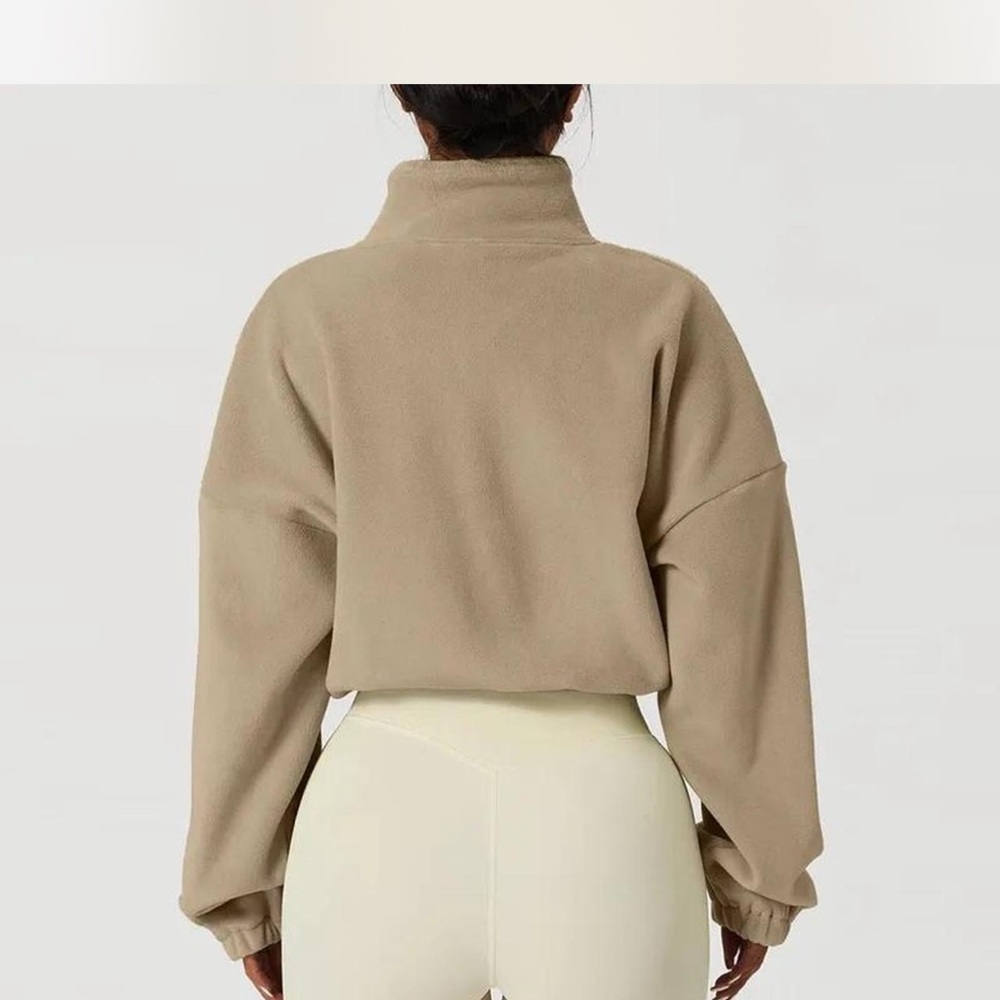 Beige Fleece Jacket with Zip - Picture 8 of 13